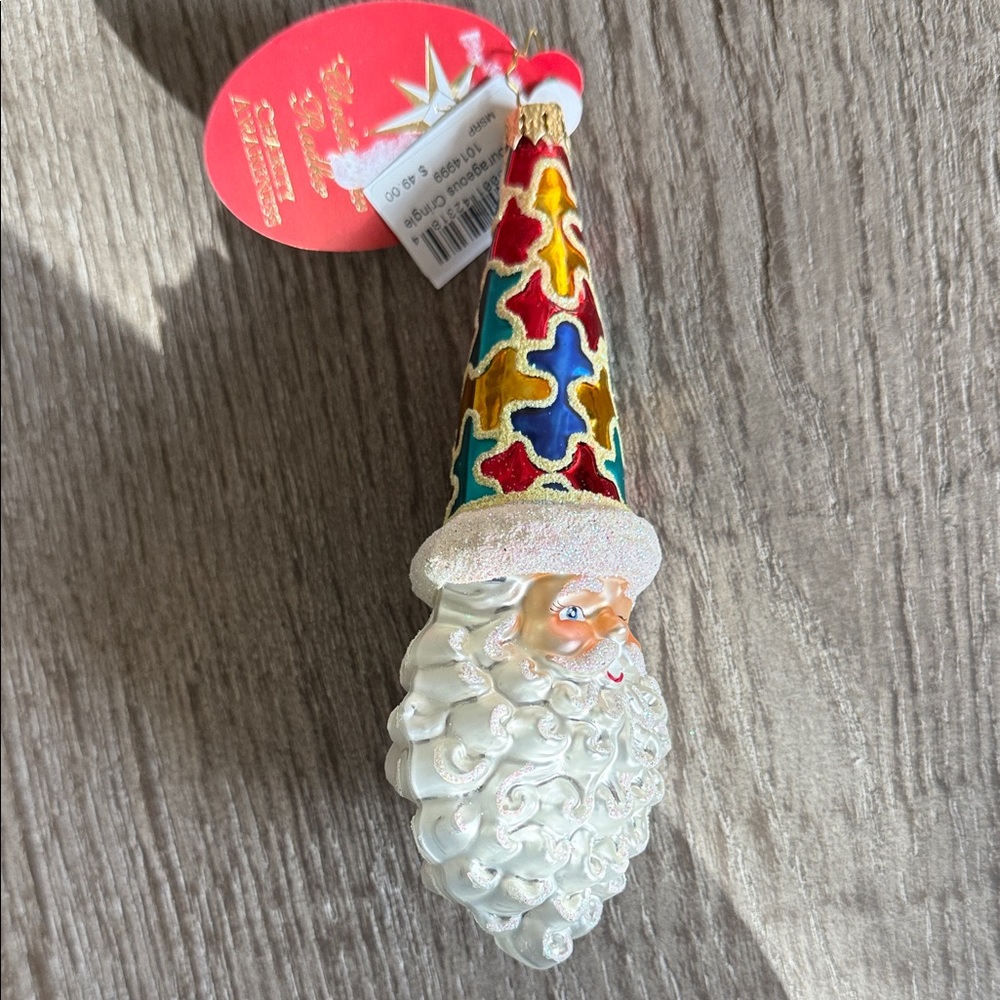 Christopher Radko Glass Santa Christmas Ornament Courageous Cringle NEW IN BOX